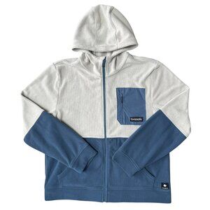 Canadian Geographic Sweater Jacket Full Zip Hoodie Mens Large Fleece Cream Blue